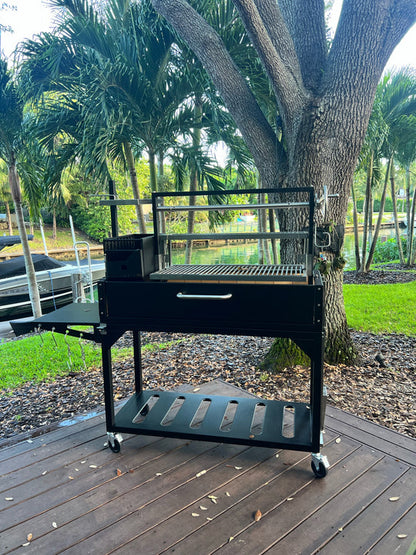 Tagwood BBQ Fully Assembled Black Argentine Santa Maria Wood Fire & Charcoal Grill - BBQ03SIF