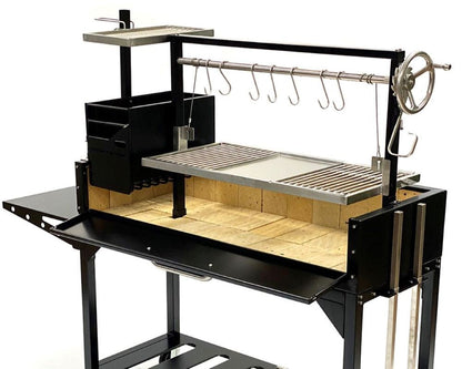 Tagwood BBQ Fully Assembled Black Argentine Santa Maria Wood Fire & Charcoal Grill - BBQ03SIF