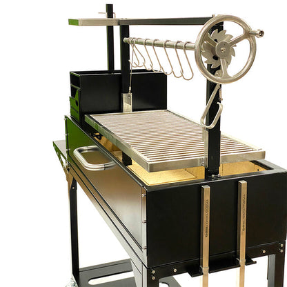 Tagwood BBQ Fully Assembled Black Argentine Santa Maria Wood Fire & Charcoal Grill - BBQ03SIF