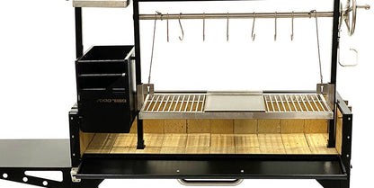 Tagwood BBQ Fully Assembled Black Argentine Santa Maria Wood Fire & Charcoal Grill - BBQ03SIF