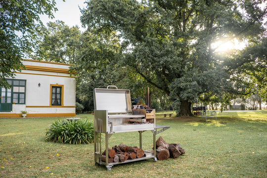 Tagwood BBQ Fully Assembled Argentine Santa Maria Wood Fire & Charcoal Grill with Top Lid - BBQ01SSF