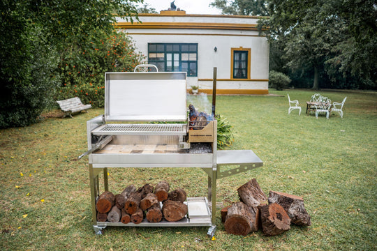 Tagwood BBQ Fully Assembled Argentine Santa Maria Wood Fire & Charcoal Grill with Top Lid - BBQ01SSF