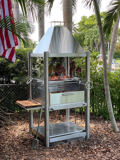 Tagwood BBQ Silver Bullet Argentine Wood Fire & Charcoal Grill - All Stainless Steel - BBQ02SS