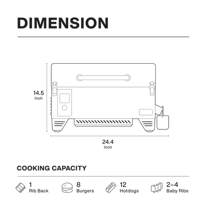 Asmoke AS300 Portable Wood Pellet Grill Dimensions