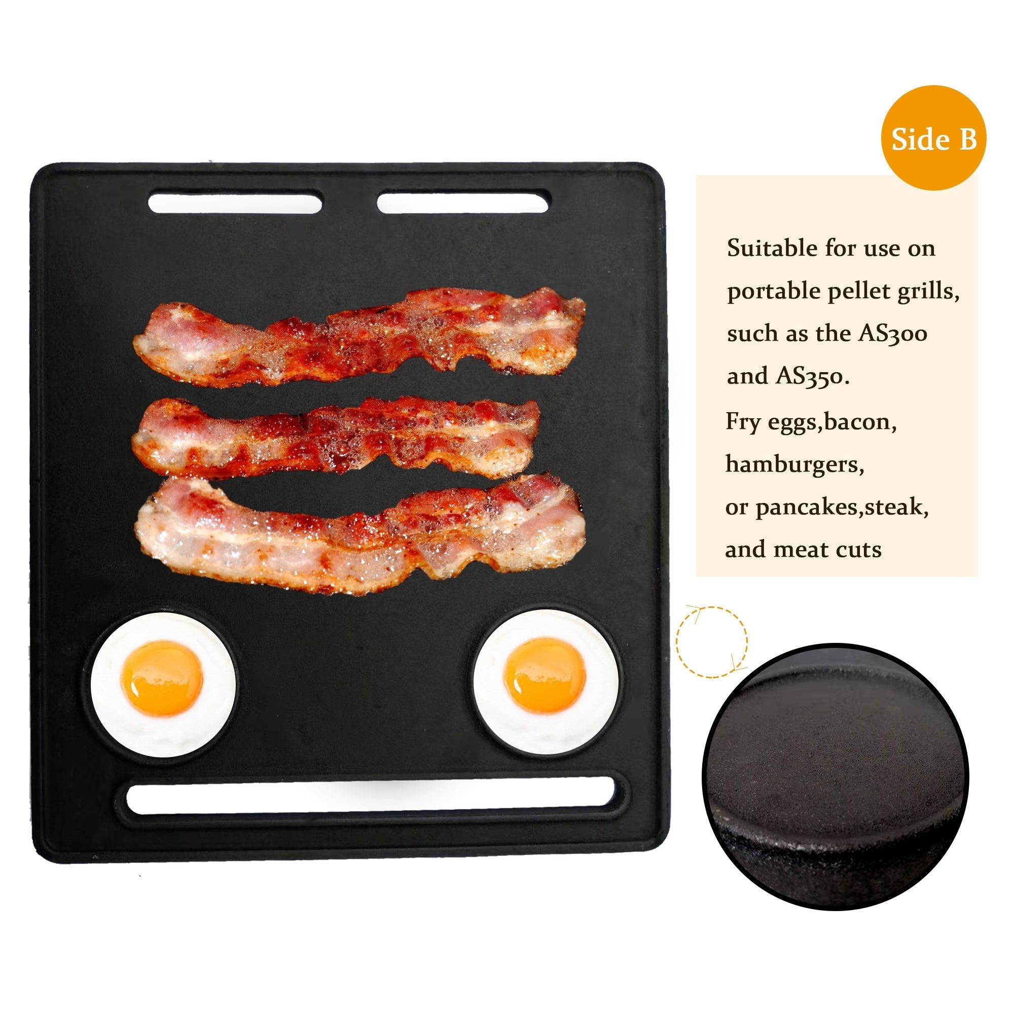 ASMOKE Cast Iron Reversible Griddle Plate