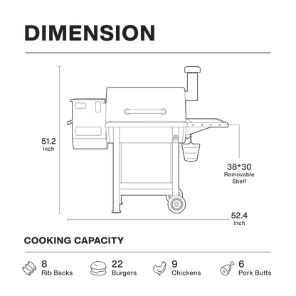 ASMOKE Removable Shelf Wood Pellet Grill Smoker AS660N-1