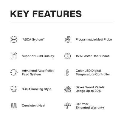 ASMOKE Skylights Wood Pellet Grill Smoker AS550P | ASCA™