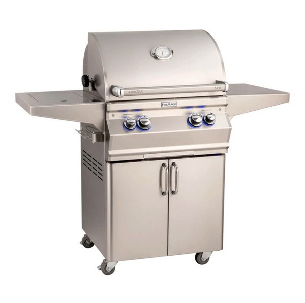 Fire Magic - Aurora A430s 24-Inch Propane Gas Freestanding Grill w/ Flush Mounted Single Side Burner, Backburner, Rotisserie Kit and Analog Thermometer - A430S-8EAP-62