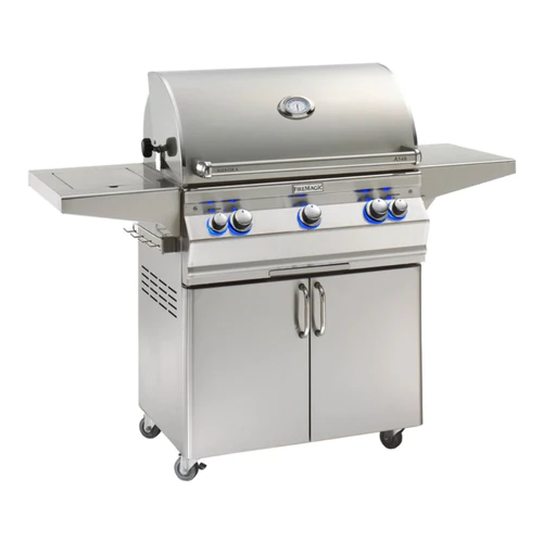 Fire Magic - Aurora A540s 30-Inch Propane Gas Freestanding Grill w/ Flush Mounted Single Side Burner, Backburner, Rotisserie Kit and Analog Thermometer - A540S-8EAP-62