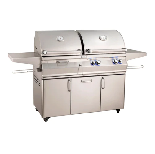 Fire Magic - Aurora A830s 46-Inch Natural Gas and Charcoal Freestanding Dual Grill w/ Backburner, Rotisserie Kit and Analog Thermometer - A830S-8EAN-61-CB