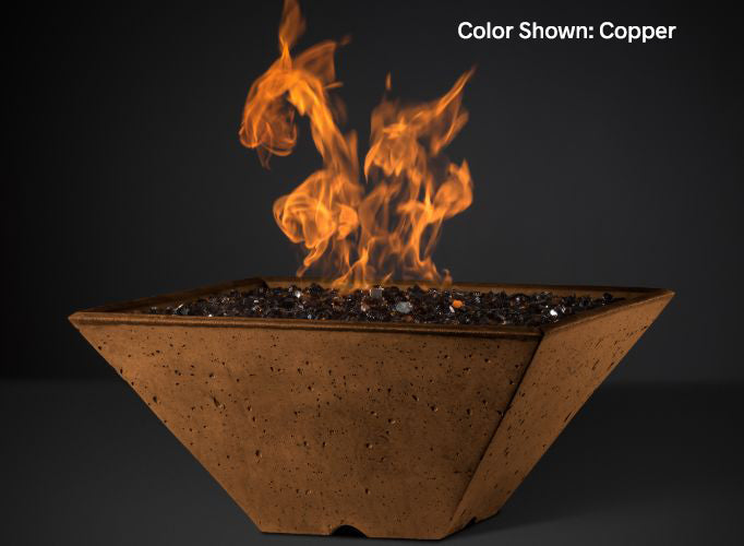 Slick Rock Concrete - RidgeLine Series Square Fire Bowl - Electronic Ignition