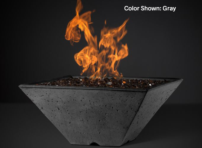 Slick Rock Concrete - RidgeLine Series Square Fire Bowl - Electronic Ignition