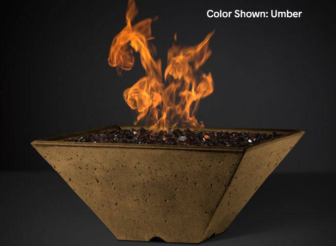 Slick Rock Concrete - RidgeLine Series Square Fire Bowl - Electronic Ignition